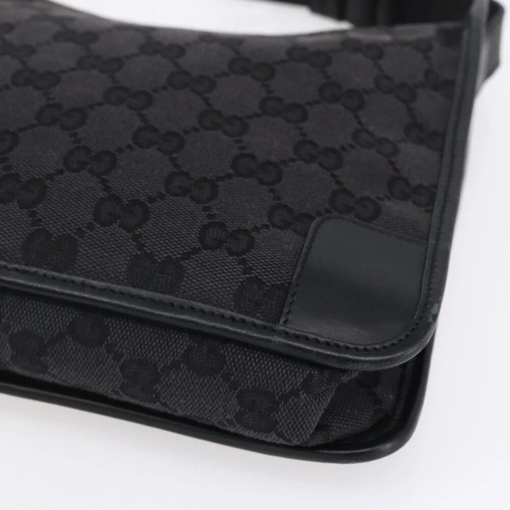 GUCCI GG Canvas Shoulder Bag Black Silver - Picture 4 of 16